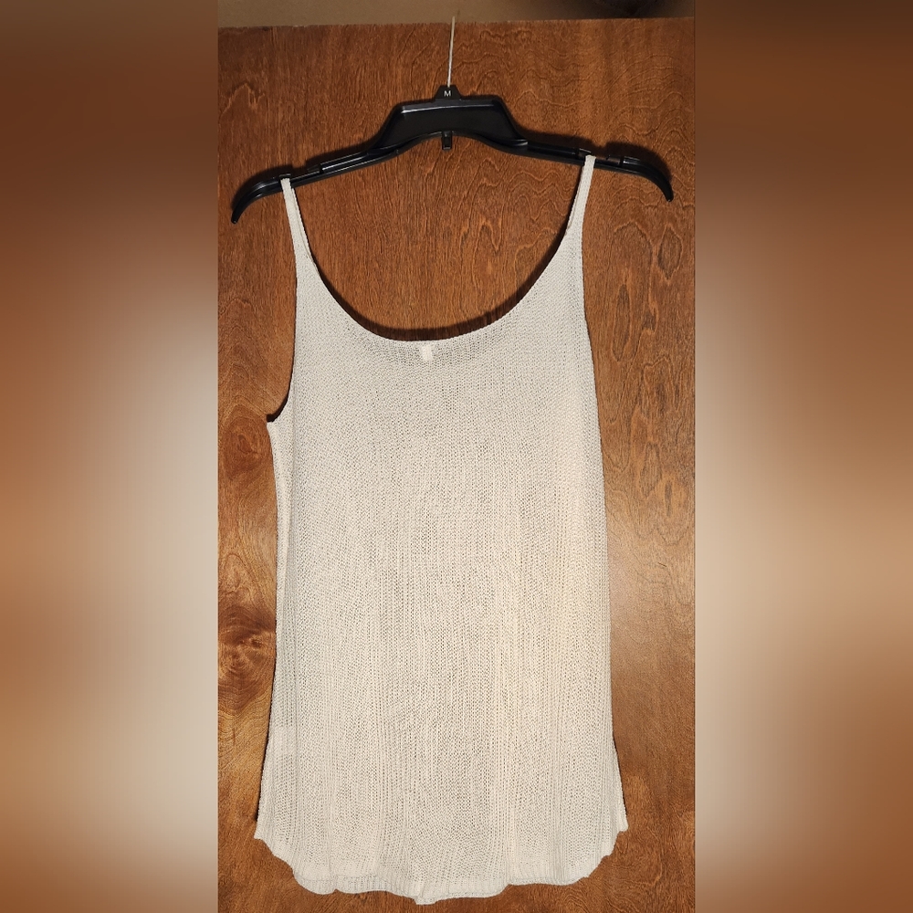 Textured Ivory Spaghetti Strap Tank L